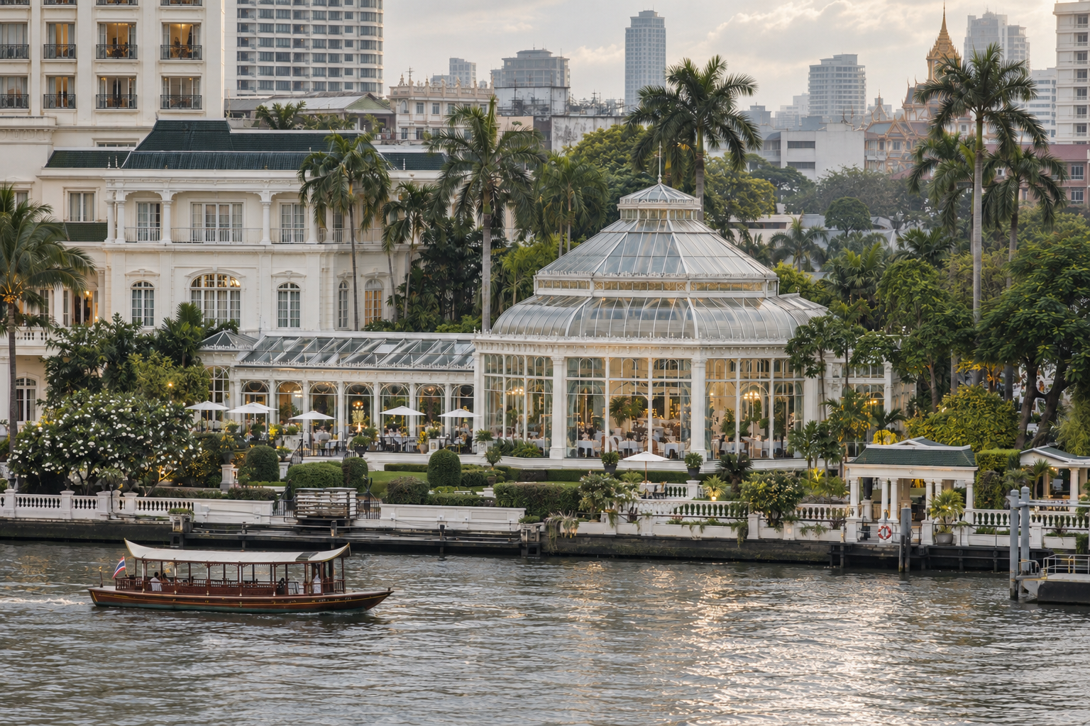 Architectural concept of a Victorian glasshouse beside Mandarin Oriental Bangkok