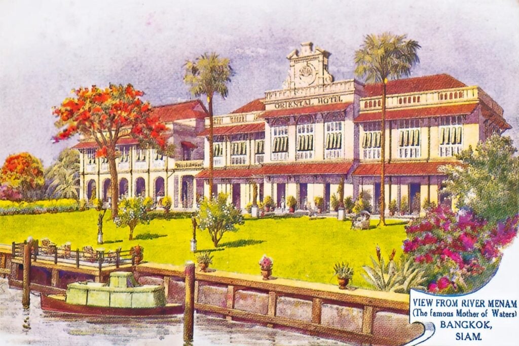 Dan Sweeney postcard of the Oriental Hotel Bangkok from 1922
