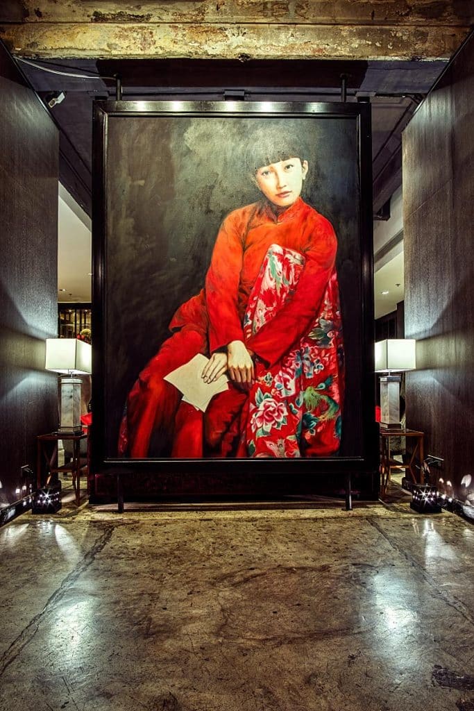 massive painting of Asian lady
